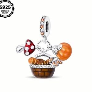 Sterling Silver Autumn Charm with Orange and Red Accents